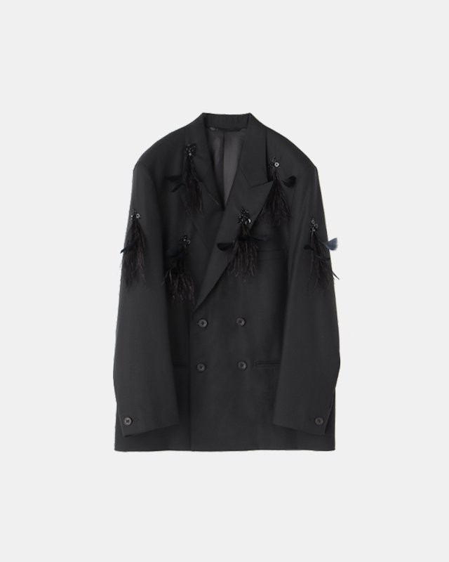 Beading & feather jacket (black)