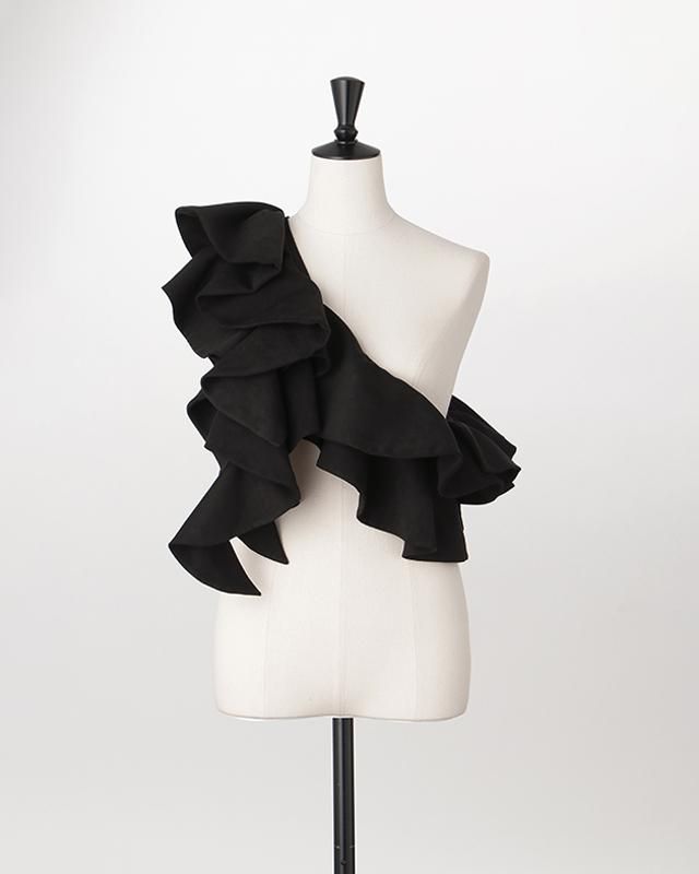 Suede ruffle scarf (black) - MARGE Online Shop Suede ruffle scarf (black) - MARGE Online Shop