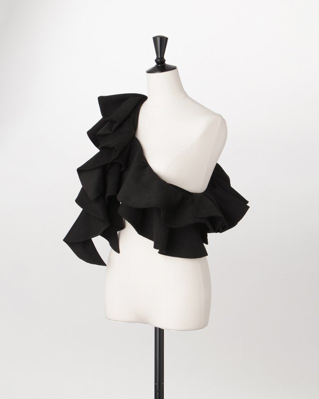 Suede ruffle scarf (black) - MARGE Online Shop
