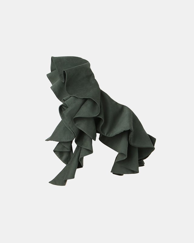 Suede ruffle scarf (dark green)