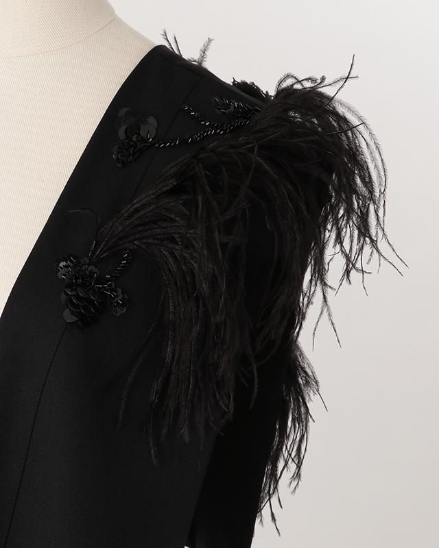 Beading & feather short gilet