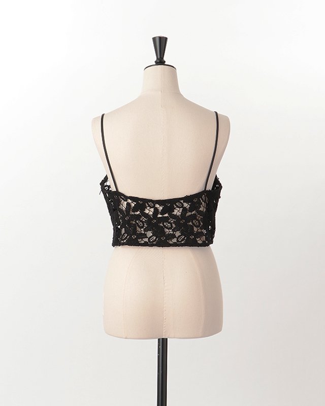 Floral lace cropped bustier (black)