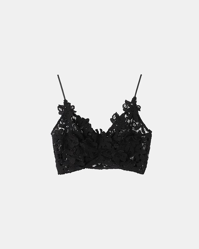 Floral lace cropped bustier (black)