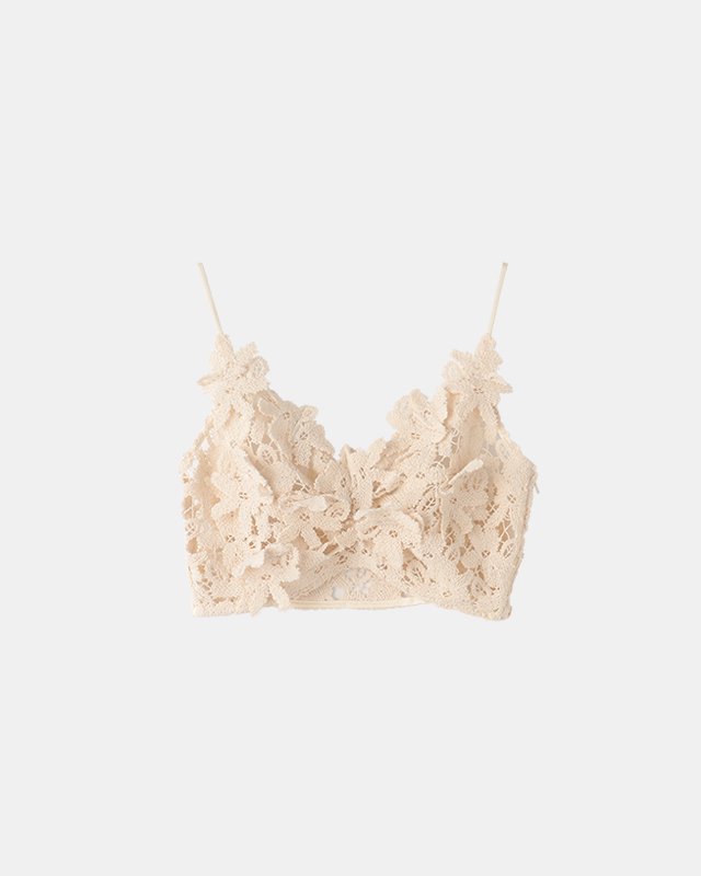 Floral lace cropped bustier (ivory)