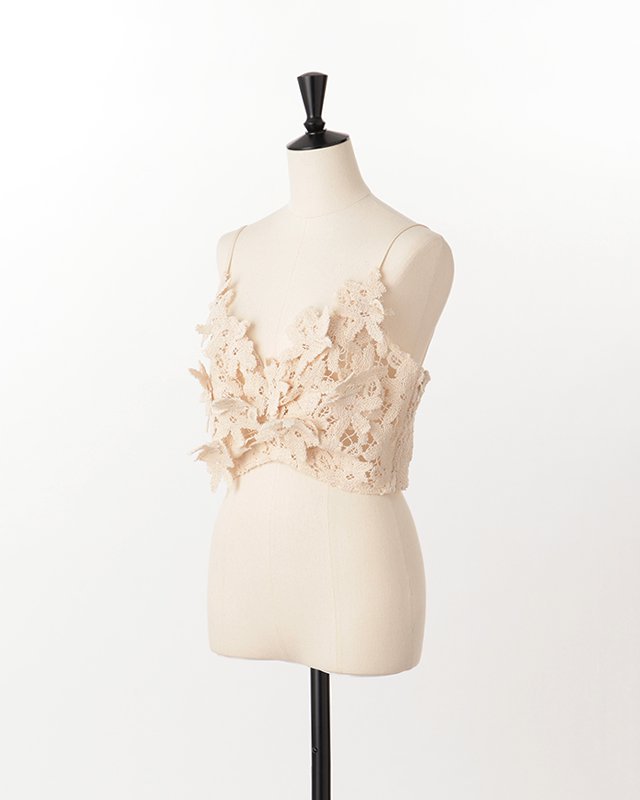 Floral lace cropped bustier (ivory)