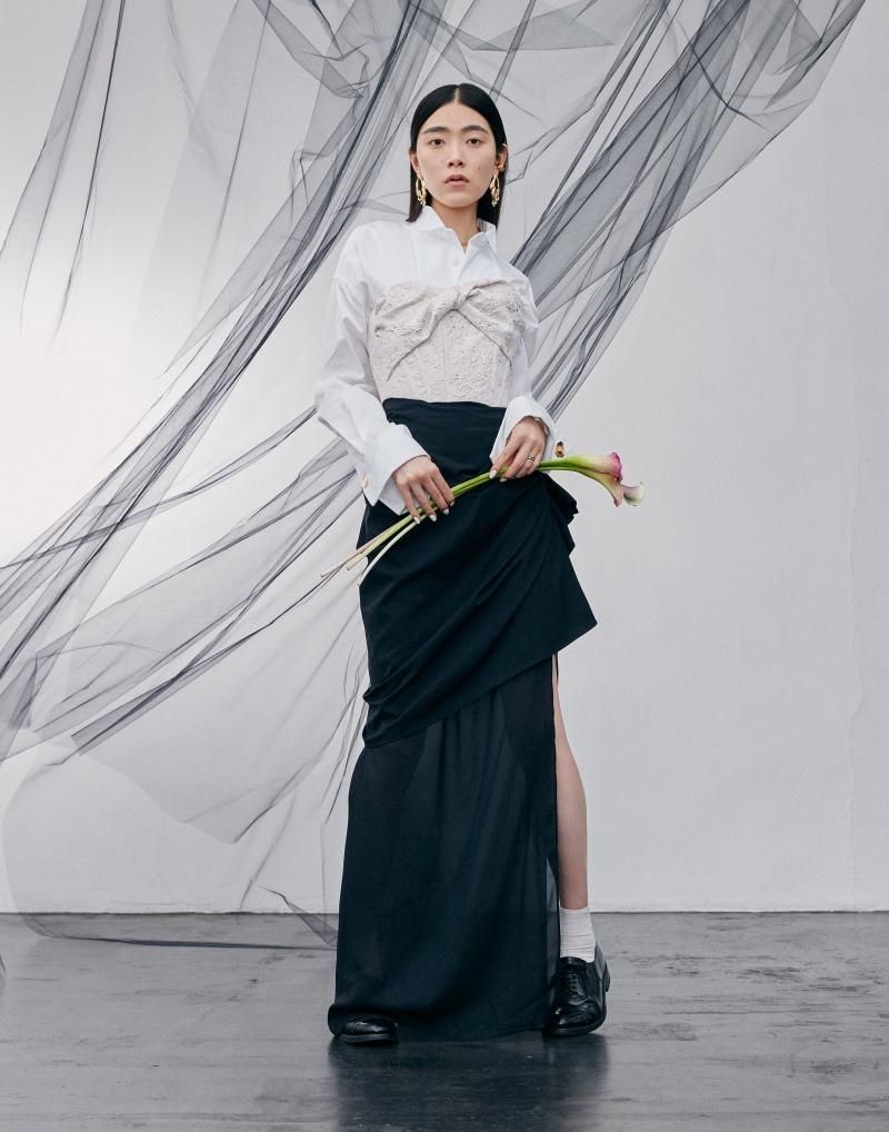 Jacquard twist bustier