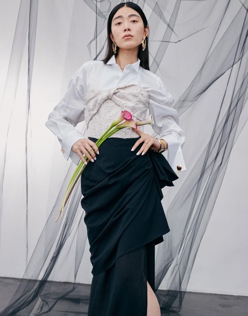 Jacquard twist bustier