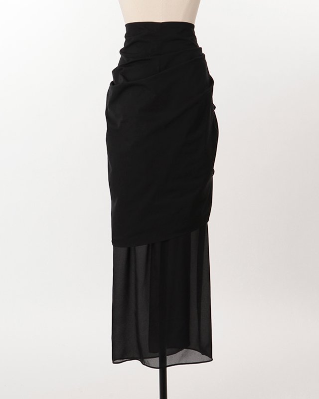 Twill & Matt satin drape maxi skirt (black)