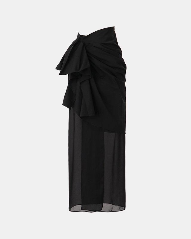 Twill & Matt satin drape maxi skirt (black)