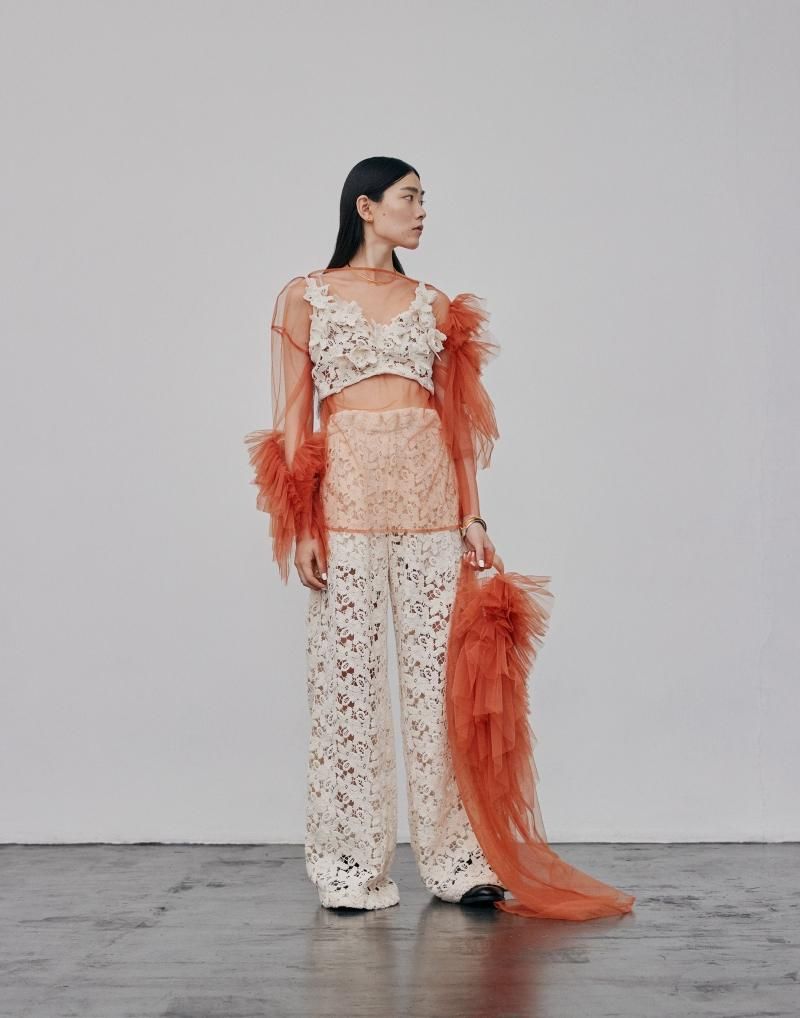 Tulle asymmetric decorative p/o