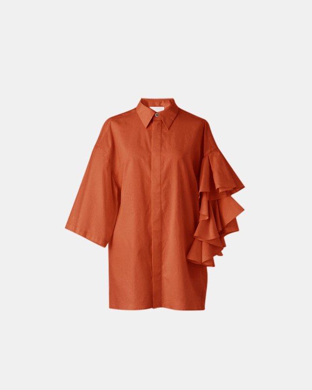 Ruffle short sleeve shirt (orange)