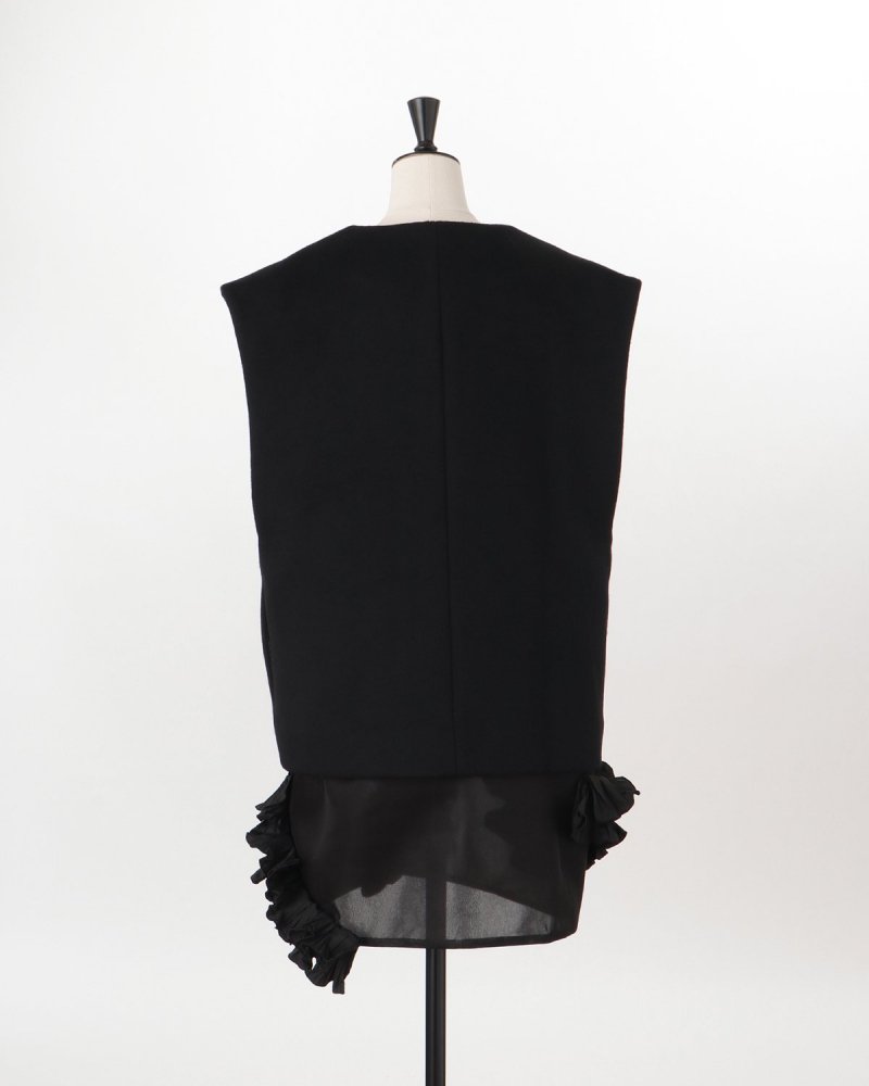 Wool & pleated taffeta vest (black)