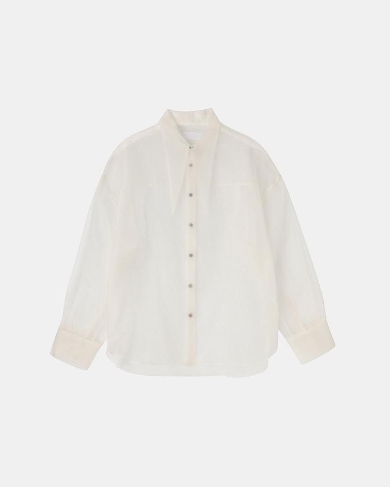 Silk organza tie collar shirt