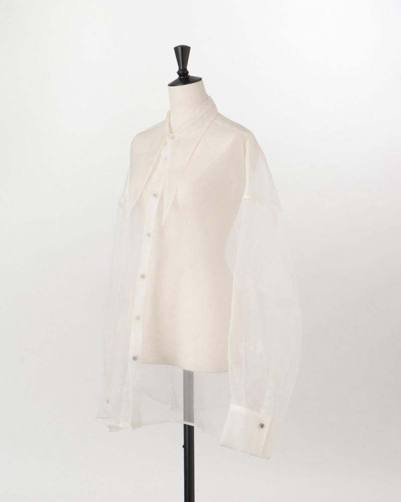 Silk organza tie collar shirt