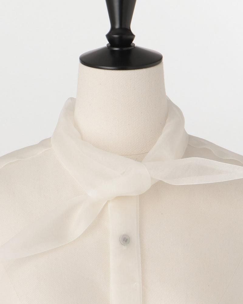 Silk organza tie collar shirt