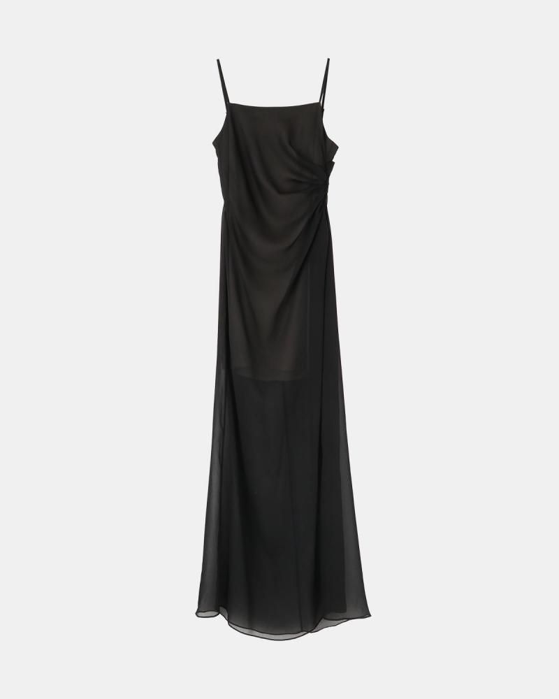 Layered side drape gown