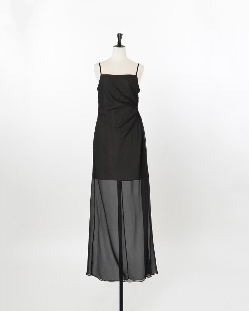 Layered side drape gown