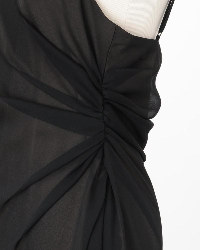 Layered side drape gown