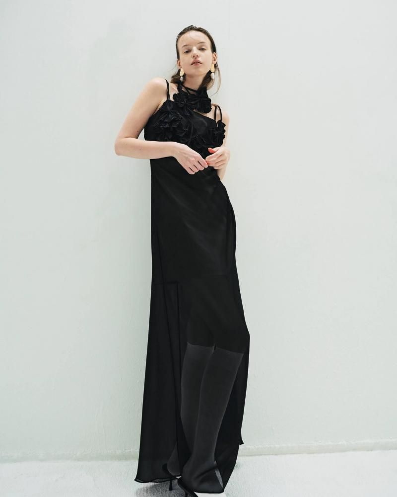 Layered side drape gown