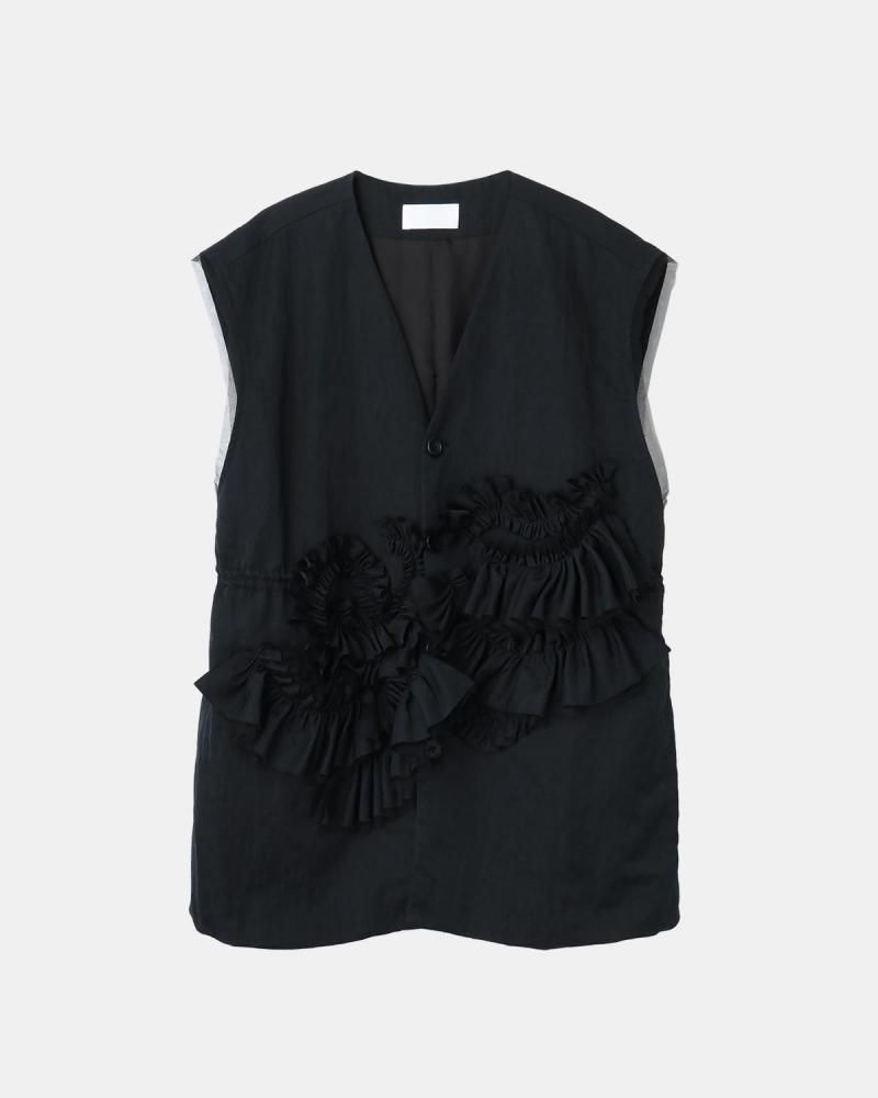 Taffeta frill detail gilet