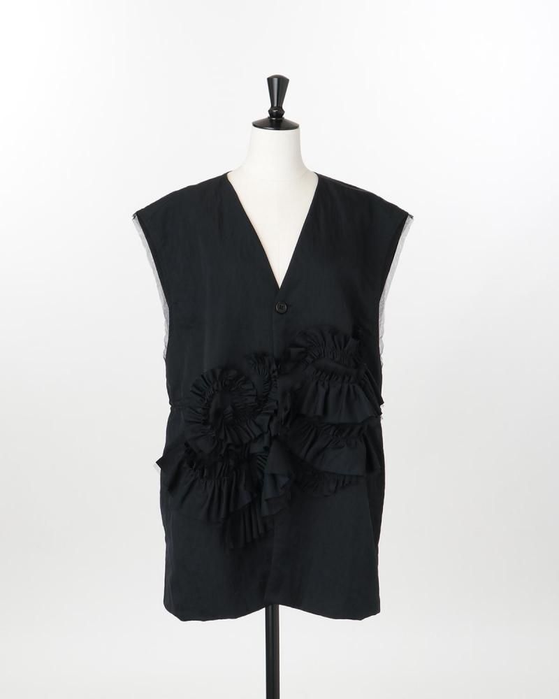Taffeta frill detail gilet