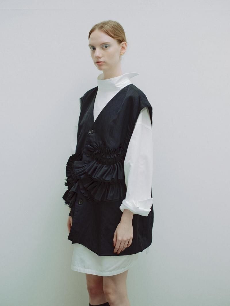 Taffeta frill detail gilet