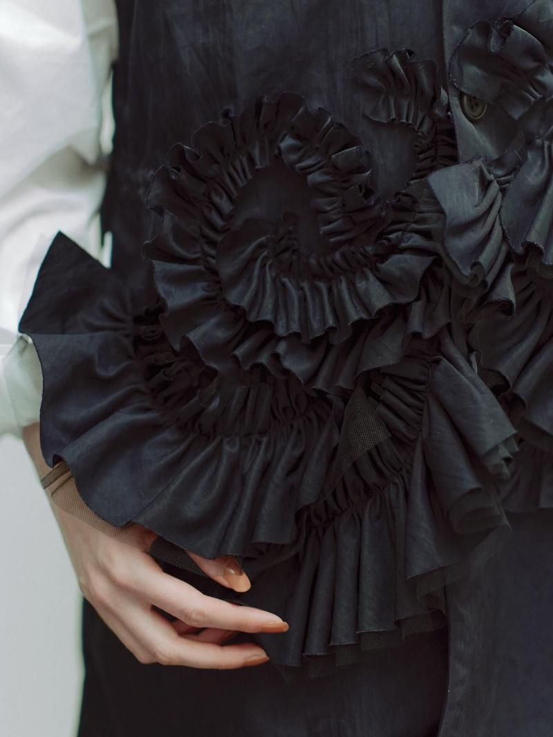 Taffeta frill detail gilet