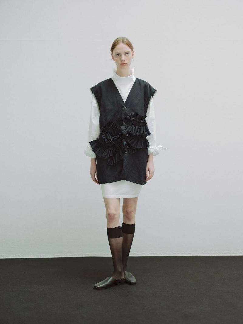 Taffeta frill detail gilet