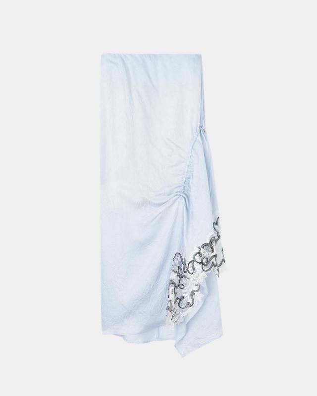 Lace-trimmed maxi skirt