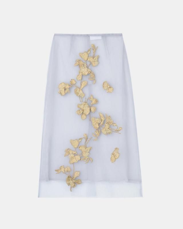 Tulle embroidery over skirt