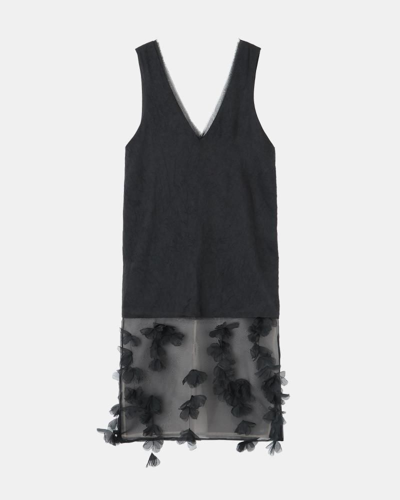 Layered flower motif gown