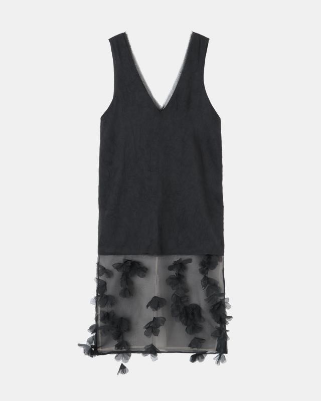 Layered flower motif gown