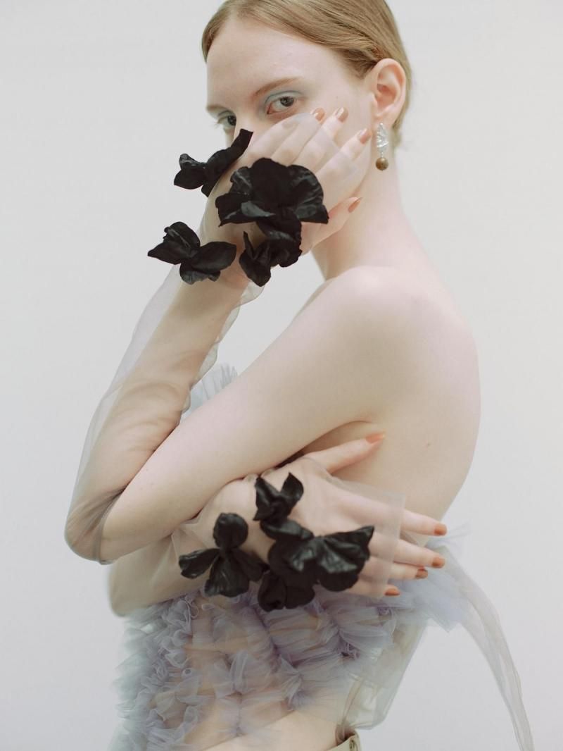 Tulle flower motif  gloves