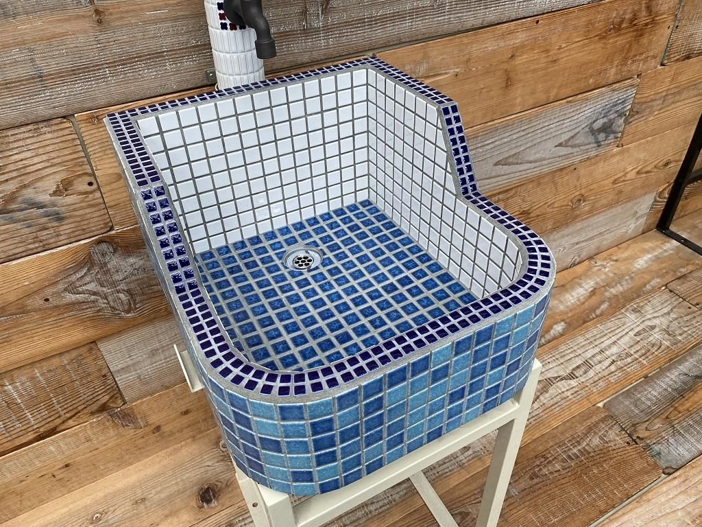受注後製作/防水加工済み/室内OK*水色MIXの縦長シンク[light 受注後製作/防水加工済み/室内OK*水色MIXの縦長シンク[light