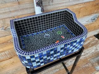 早い物勝ち！レトロタイルシンク！サイズ深型特大（ブルージュエル