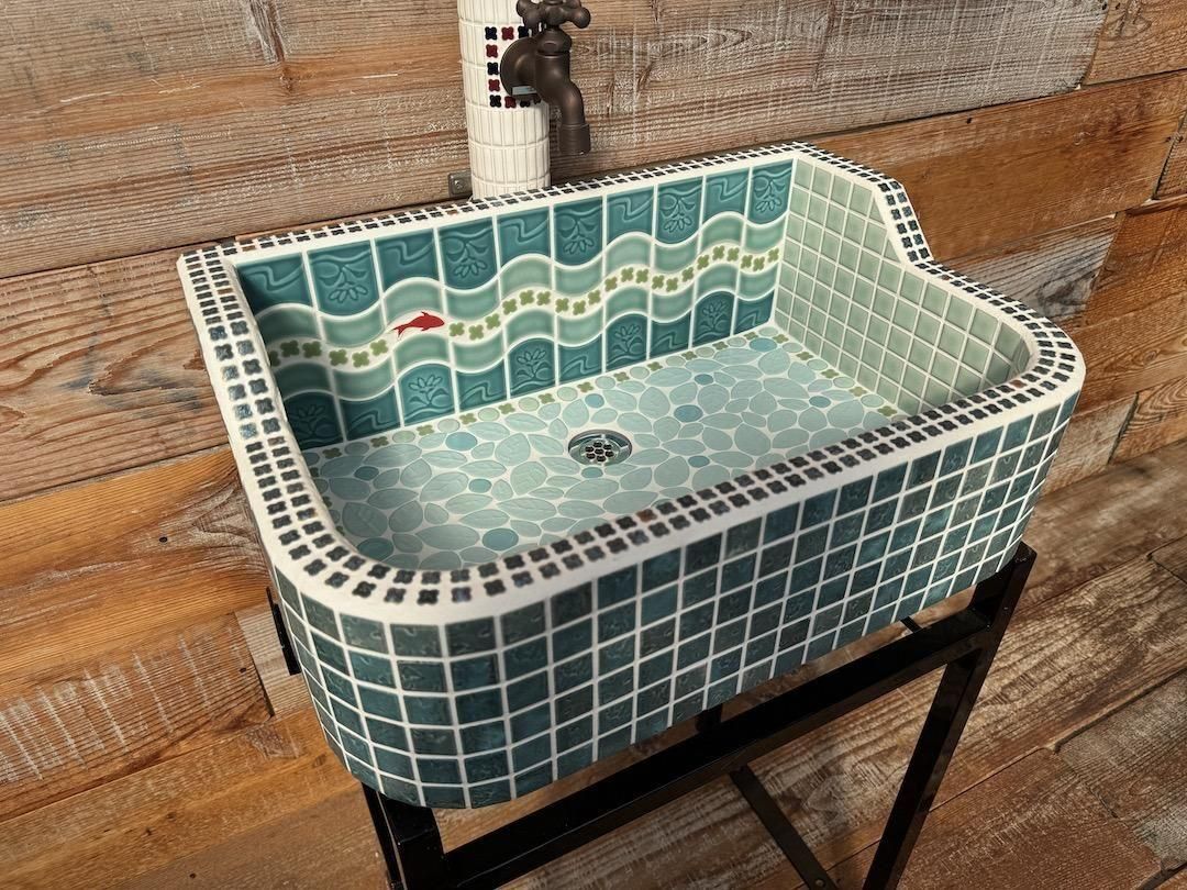 おしゃれな美濃焼タイルシンク｜ガーデン・DIY・手洗いに【作善