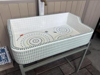 早い物勝ち！レトロタイルシンク！一点物☆格安 早い物勝ち！レトロ