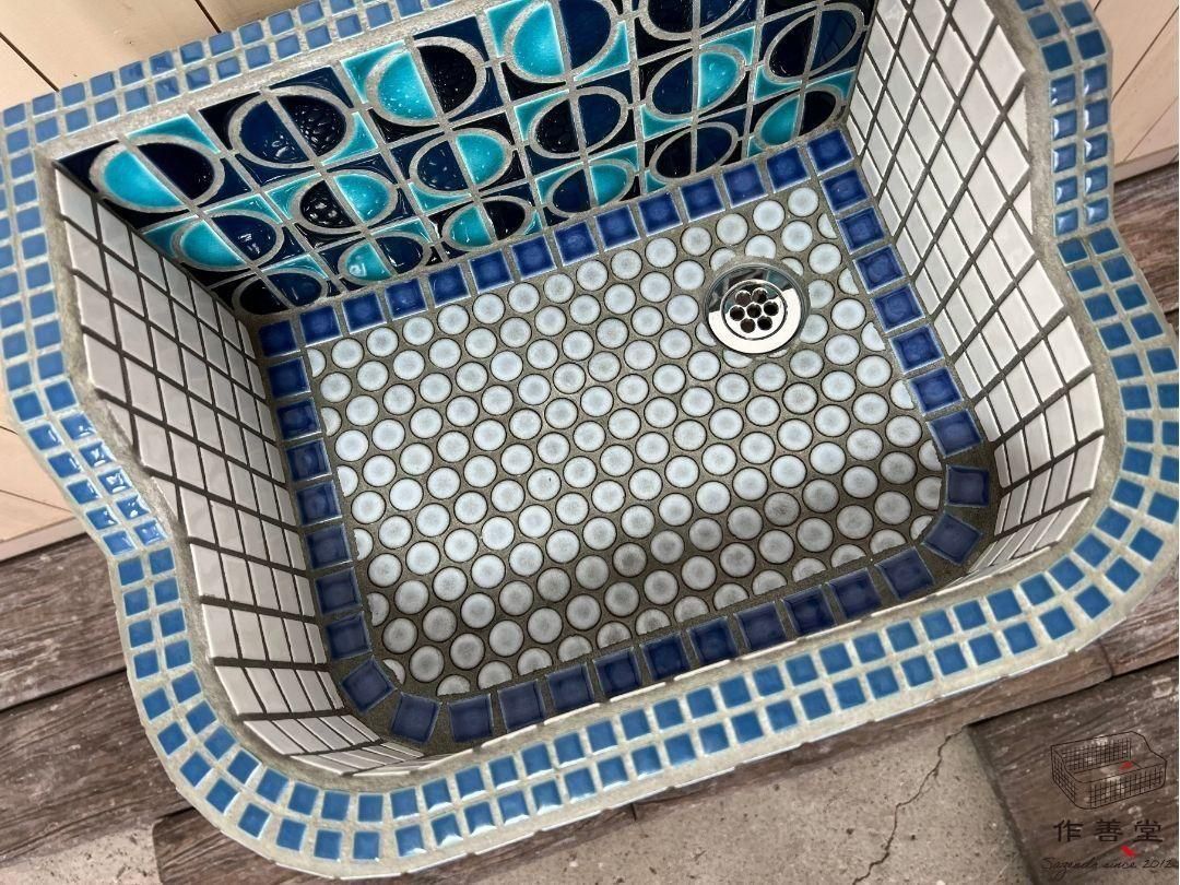 作善堂タイルシンク流し台　美濃焼タイルシンク　タイル流し　ＸＳサイズ　5041 作善堂/SAZENDO SINKS 美濃焼タイルシンク｜レトロでおしゃれな日本製