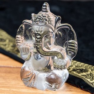 インドの神様 ガラス製ペーパーウェイト〔8cm×10.5cm〕 - ガネーシャ
