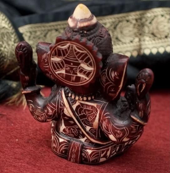ガネーシャ像　木製　木彫り　大型　約45.5cm　アジアン　仏像　ガネーシャ 木彫り模様のガネーシャ - アジアン雑貨と天然石 空の輪
