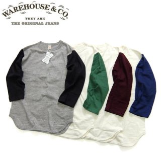 [メール便可]ウエアハウス WAREHOUSE[4800PLAIN]7分袖 ベースボールTシャツプレーン 日本製