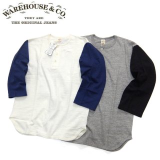 [メール便可]ウエアハウス WAREHOUSE [4058HN]ヘンリーネック ベースボール Tシャツ HENLEY NECK BASEBALL TEE/Made in Japan