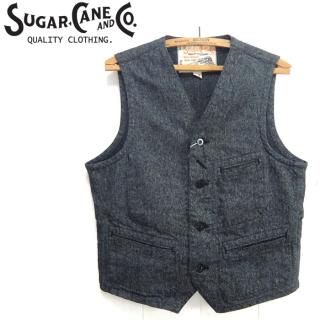 奬 SUGARCANE [SC12795]9oz. ֥åСȥ٥ BLACK COVERT WORK VEST