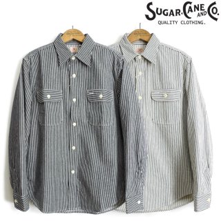 シュガーケーン SUGAR CANE [SC27853] 長袖 ヒッコリーストライプ ワークシャツ HICKORY STRIPE L/S WORK SHIRT
