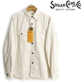 シュガーケーン SUGAR CANE [SC27076] FICTION ROMANCE 長袖 8.5oz ホワイトウォバッシュストライプ ワークシャツ 