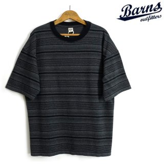 [メール便可] バーンズ BARNS[BR-23165] 半袖 オリジナル ジャガード Tシャツ ORIGINAL JACQUARD BORDER TEE 日本製