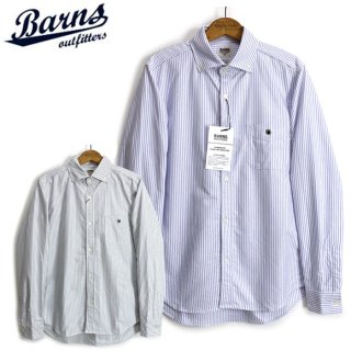 バーンズ BARNS [BR-23202] 長袖 小衿 B.D. ストライプ オックスフォード ボタンダウンシャツ 日本製