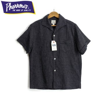 フェローズ Pherrow's [23S-PICS2] 半袖 ピンチェック イタリアンカラー シャツ 日本製