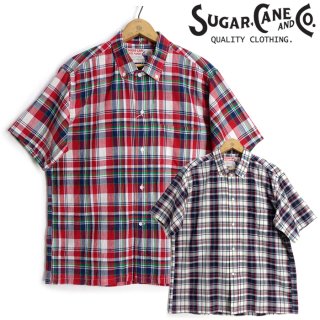 奬SUGARCANE [SC39125] Ⱦµ ǥ ޥɥ饹å BD INDIA MADRAS CHECK S/S SHIRT 