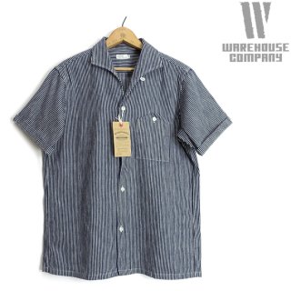 ウエアハウス WAREHOUSE [3091] 半袖 ヒッコリーストライプ オープンカラーシャツ S/S OPEN COLLAR SHIRTS 日本製